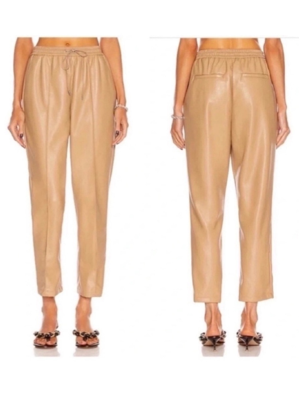 NWT Jonathan Simkhai Tay Vegan Leather Jogger Pants Camel